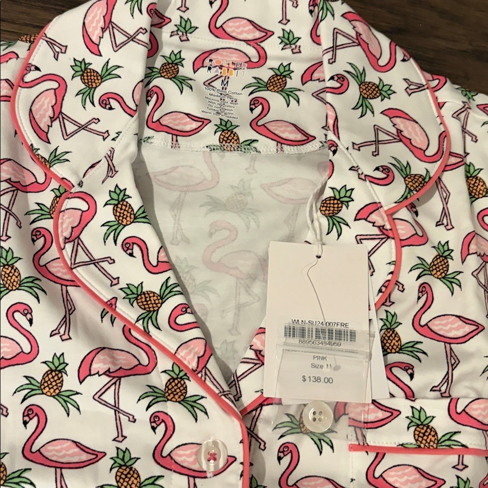 New With Tags Roller Rabbit Freddy Flamingo Polo Pajamas Sz M - Picture 7 of 9